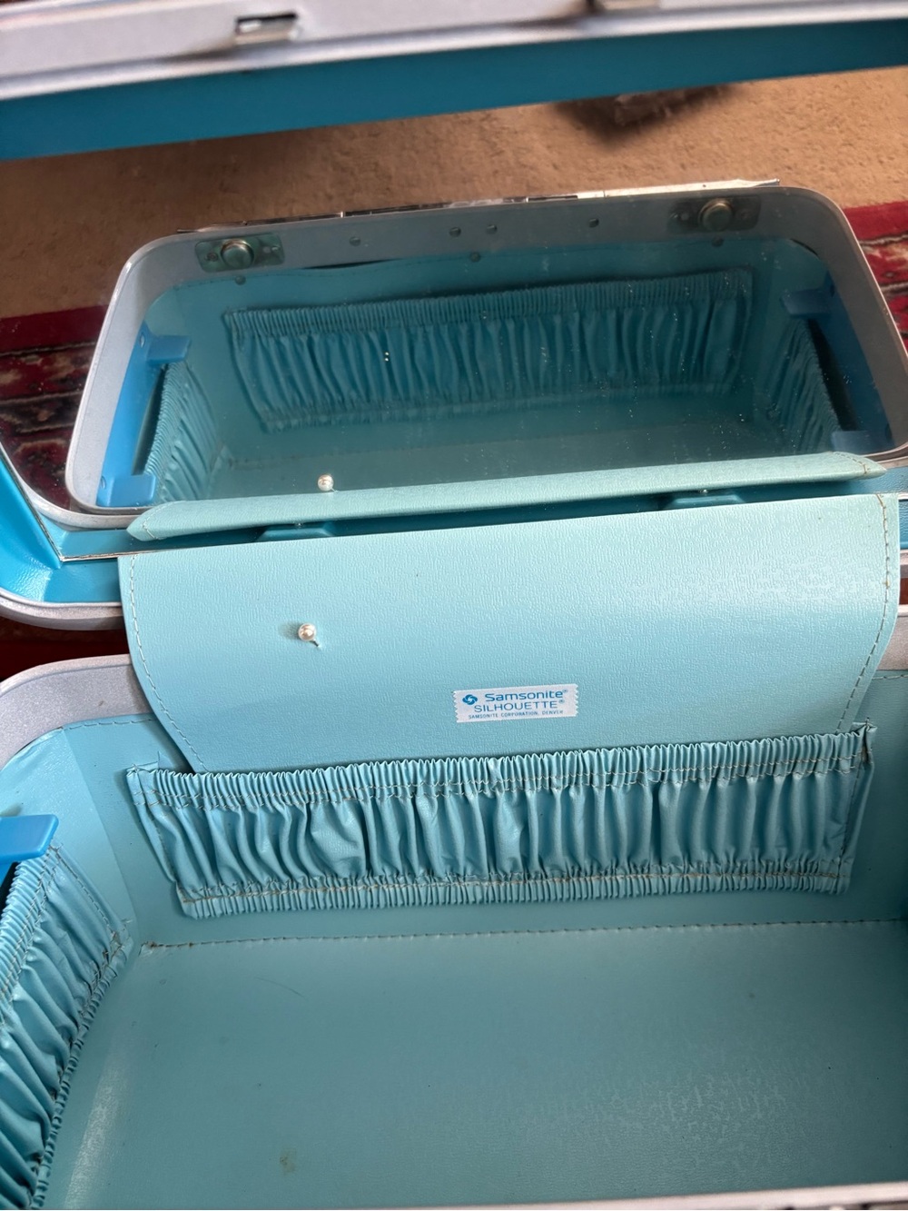 Vintage Samsonite Silhouette Baby Blue Hard Case Train Makeup Case  14”x 8”x 7” - Picture 5 of 12